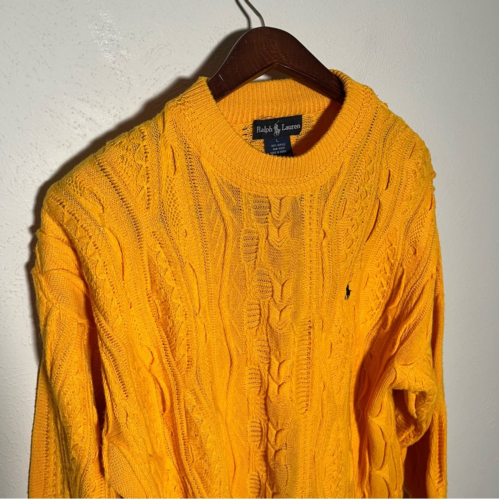 Vintage 1990s Ralph Lauren “Coogi Style” Yellow Sweater Jumper Men’s Large